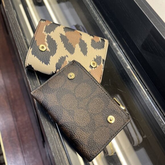 coach Card Holder Wallet With Leopard Print And Signature Canvas CCL99 IMYFB - Picture 4 of 7